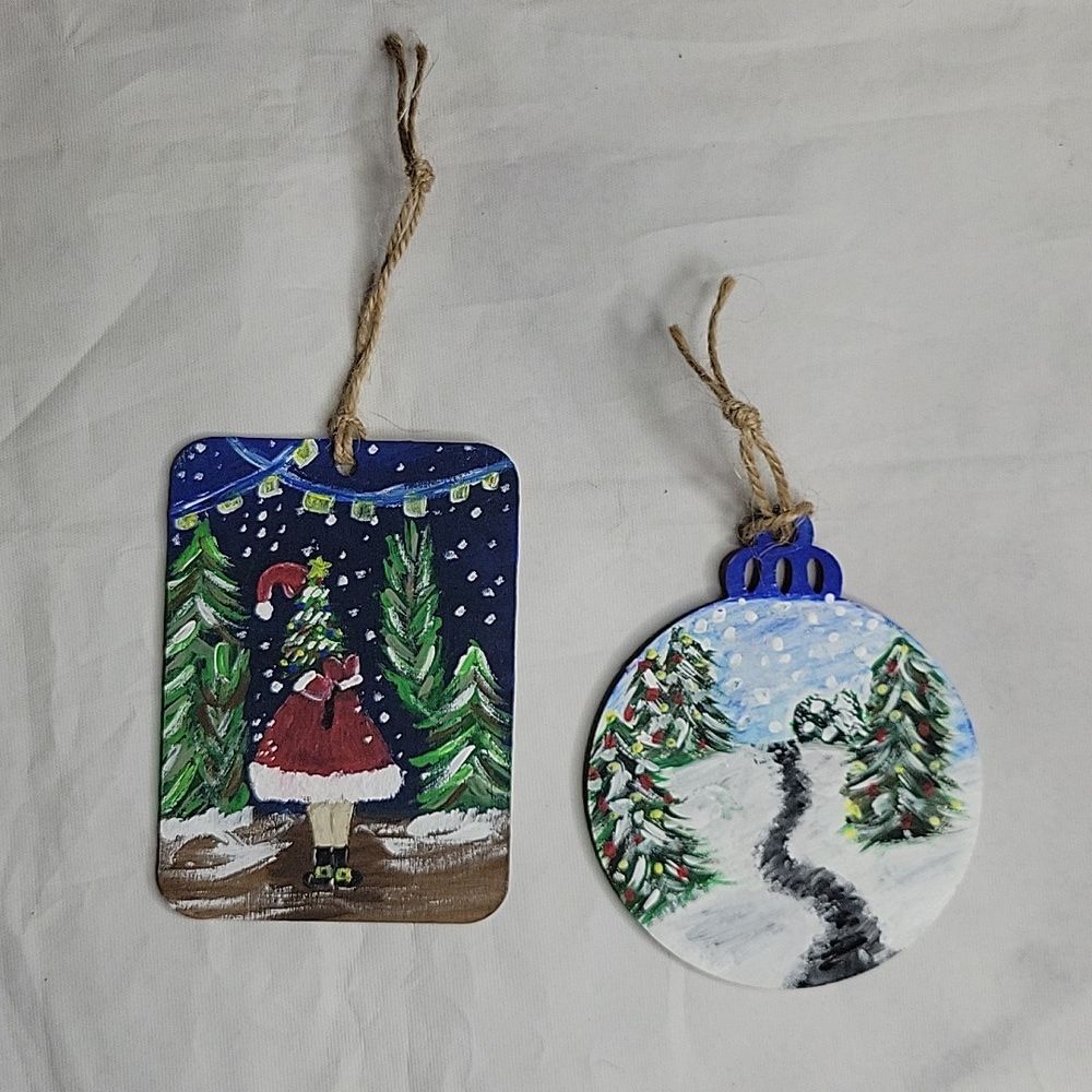 Set of 2 Handpainted Christmas Ornaments